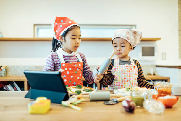 Children in kitchen