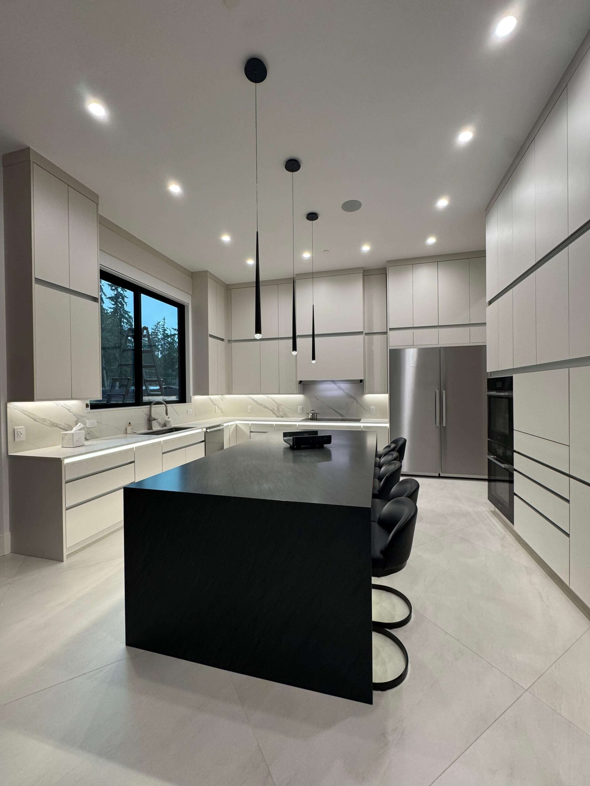 modern kitchen dekton veneer cabinets gola led island view