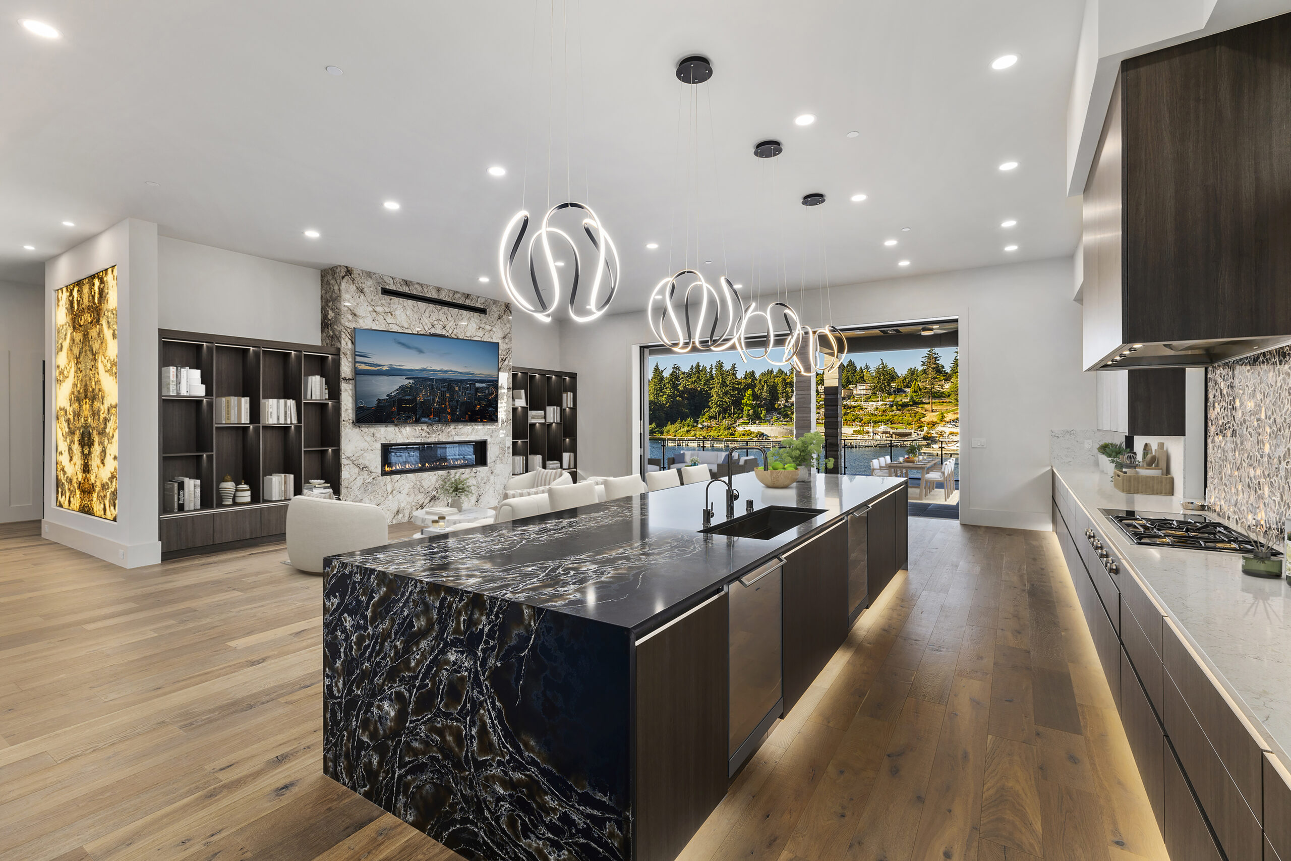 Modern Kitchen and fireplace SC